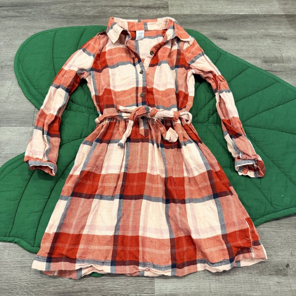 Carters Girls 6 6X Plaid Long Sleeve Dress